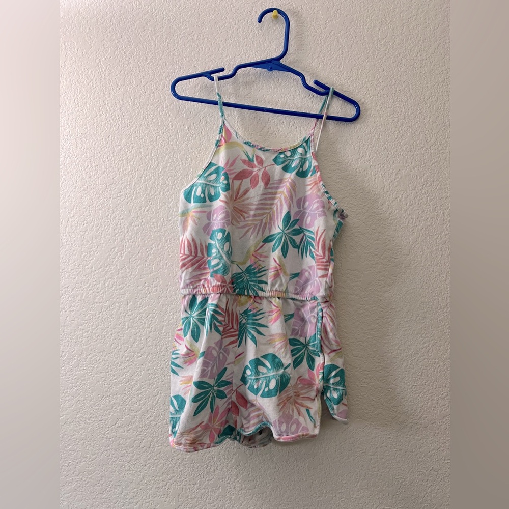 Girls tropical leaf romper size 7